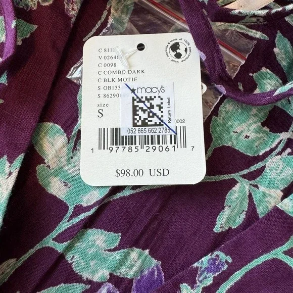 Free People Meant to Be Floral Puff Sleeve Button Up Blouse Top NWT‎ - Picture 13 of 13